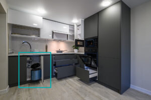 Bin placement in kitchen